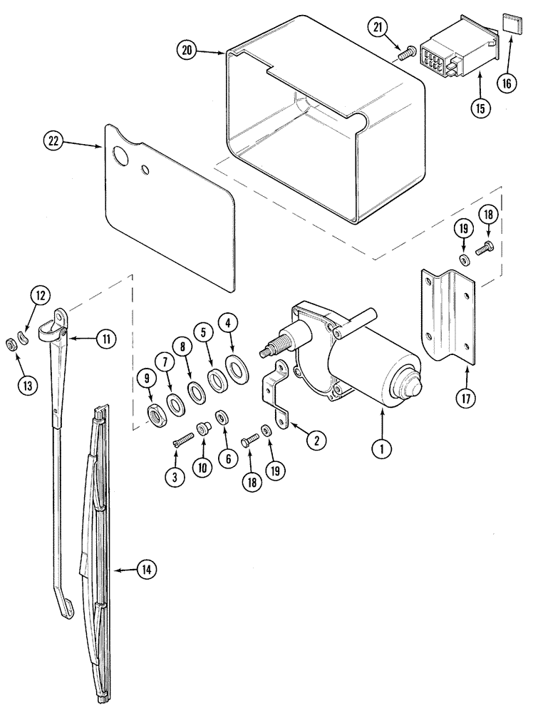 Схема запчастей Case IH 5220 - (4-64) - CAB, REAR WINDOW WIPER (04) - ELECTRICAL SYSTEMS