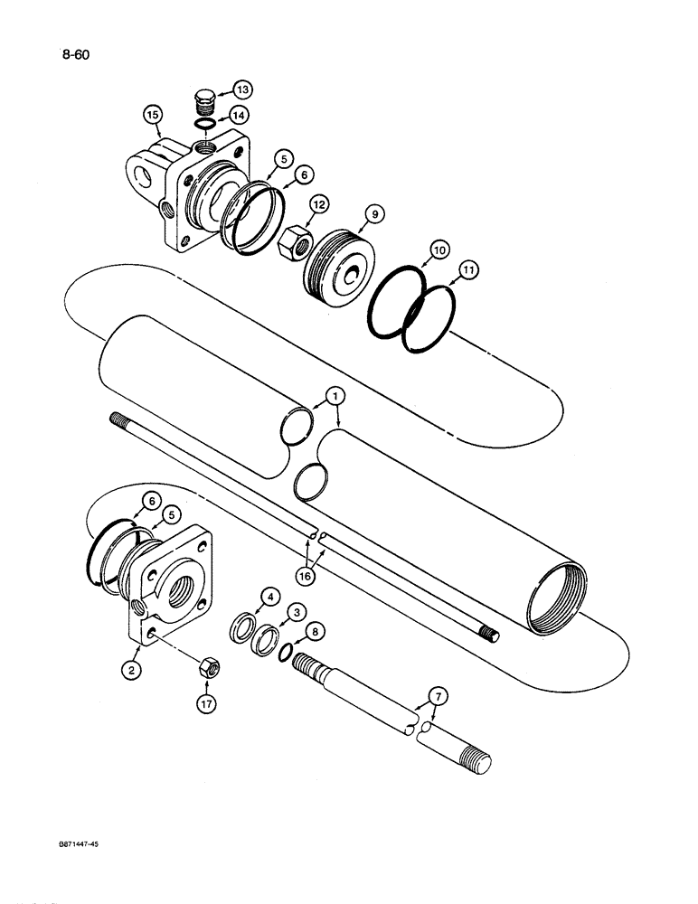 Схема запчастей Case IH 8600 - (8-60) - HITCH STABILIZER CYLINDER, 92958C1, 3-1/2 INCH (89 MM) ID (08) - HYDRAULICS