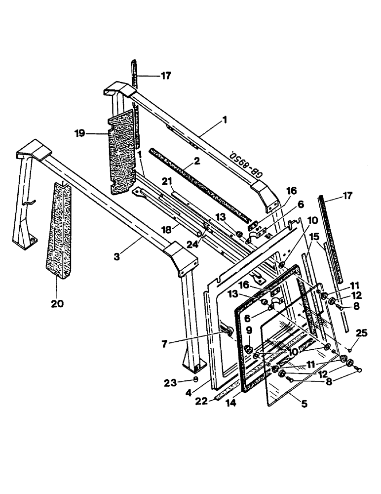 Схема запчастей Case IH 744 - (3F07) - CAB, CENTRAL FRAME, SIDE FRAMES (05) - SUPERSTRUCTURE