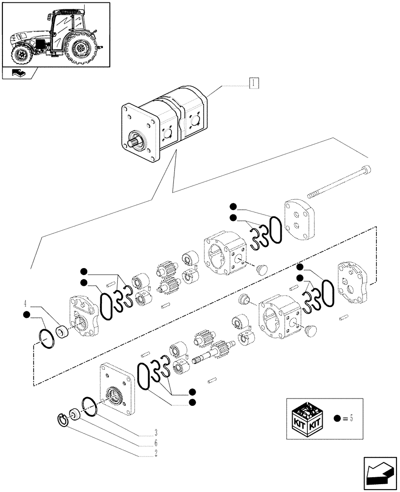 Схема запчастей Case IH FARMALL 95N - (1.42.0/ B) - HYDRAULIC PUMP - BREAKDOWN (04) - FRONT AXLE & STEERING