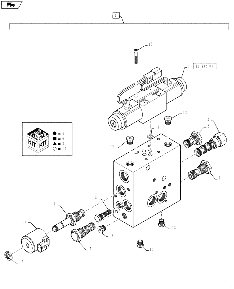 Схема запчастей Case IH TITAN 3530 - (41.432.02) - AUTOGUIDANCE VALVE (41) - STEERING