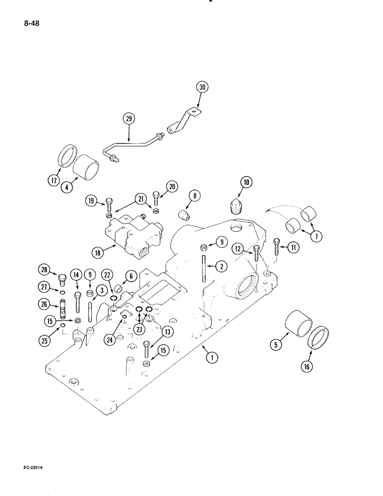 Схема запчастей Case IH 695 - (8-48) - DRAFT CONTROL, HYDRAULIC HOUSING (08) - HYDRAULICS