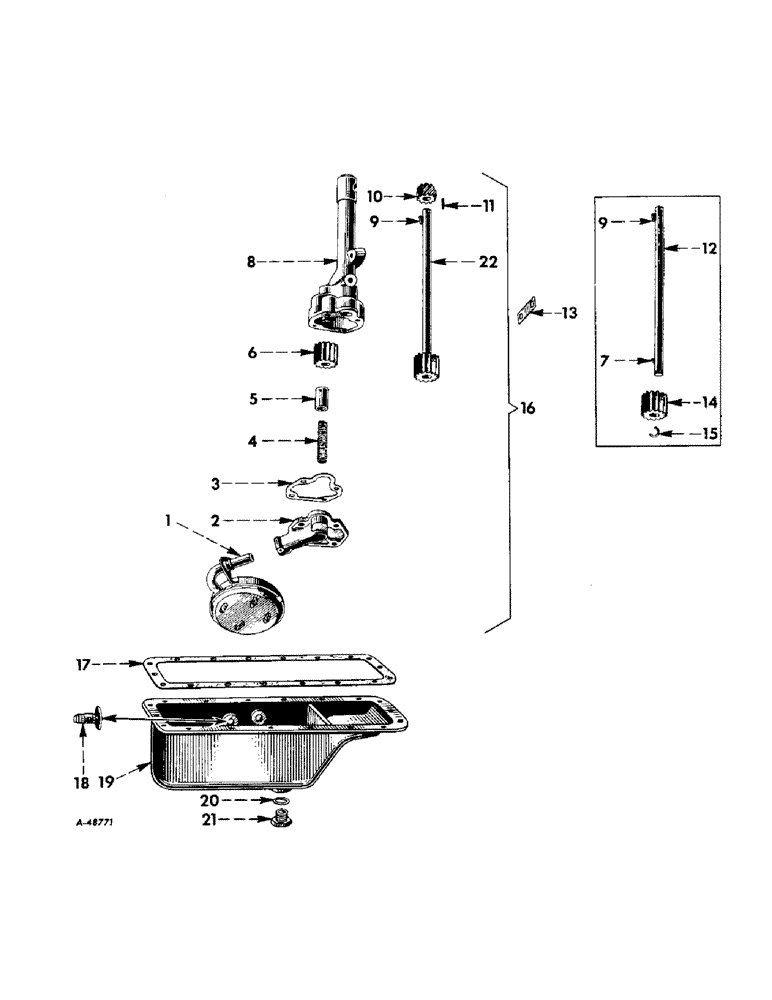 Схема запчастей Case IH SUPER A-1 - (022) - ENGINE, CRANKCASE OIL PAN AND LUBRICATING OIL PUMP (01) - ENGINE