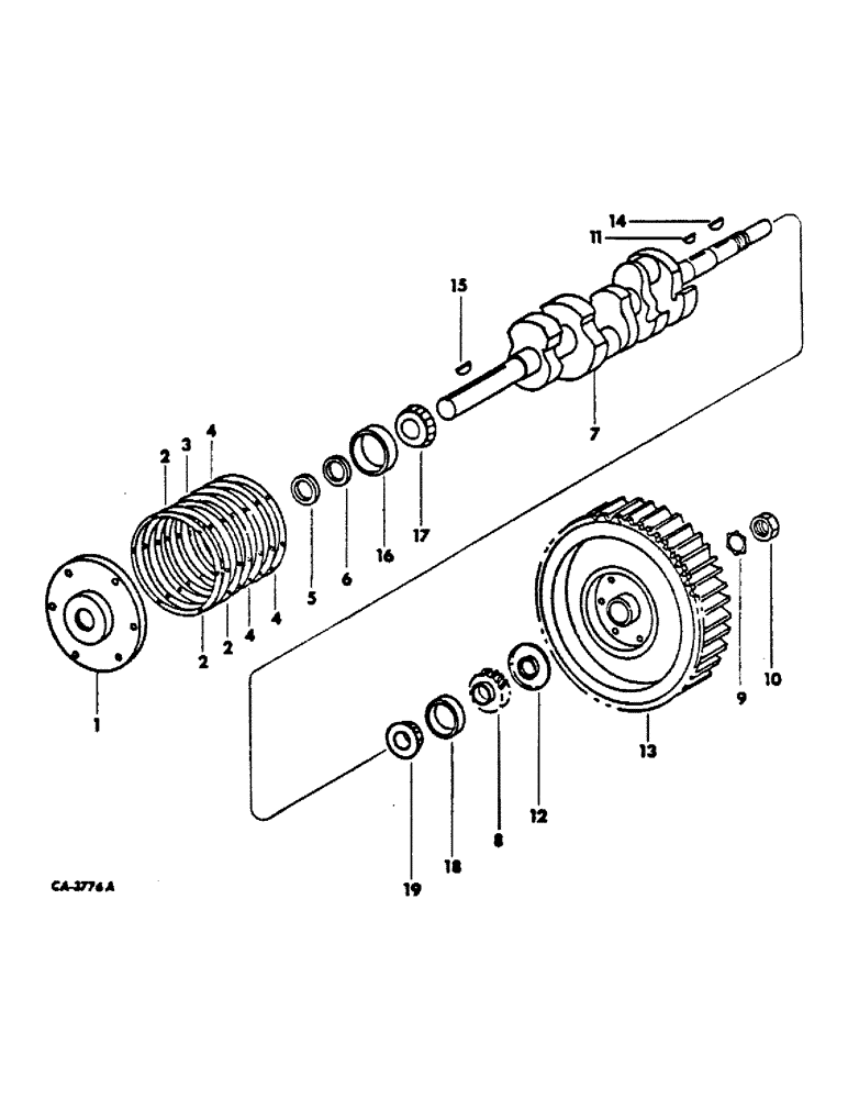 Схема запчастей Case IH DG4D - (K-13) - CRANKSHAFT, FLYWHEEL AND BEARINGS 