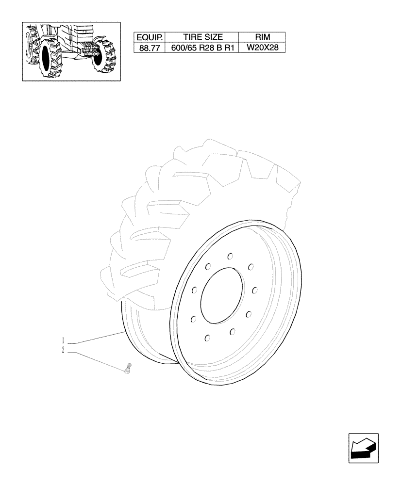 Схема запчастей Case IH MXM190 - (82.00[19]) - 4WD DRIVING WHEELS (11) - WHEELS/TRACKS