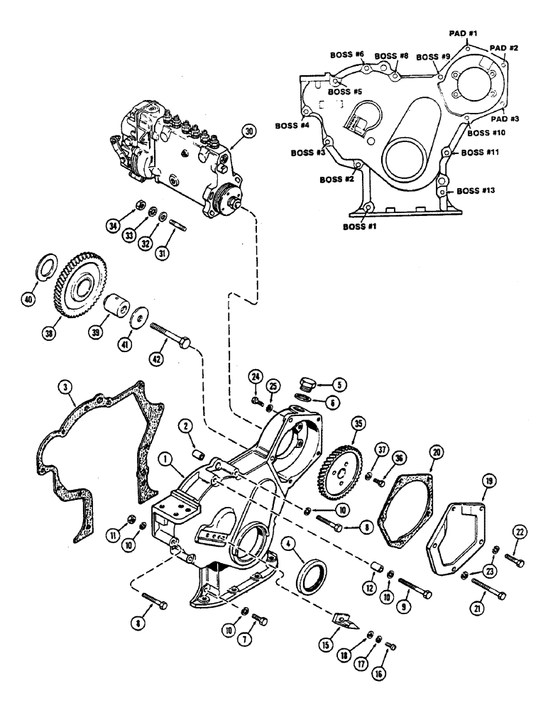 Схема запчастей Case IH 2390 - (3-54) - TIMING GEAR COVER, 504BDT, DIESEL ENGINE (03) - FUEL SYSTEM