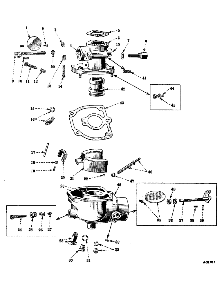 Схема запчастей Case IH FARMALL MD - (035) - CARBURETED ENGINE, CARBURETOR, INTERNATIONAL MODEL E-12, 1-1/4 INCHES UPDRAFT (01) - ENGINE