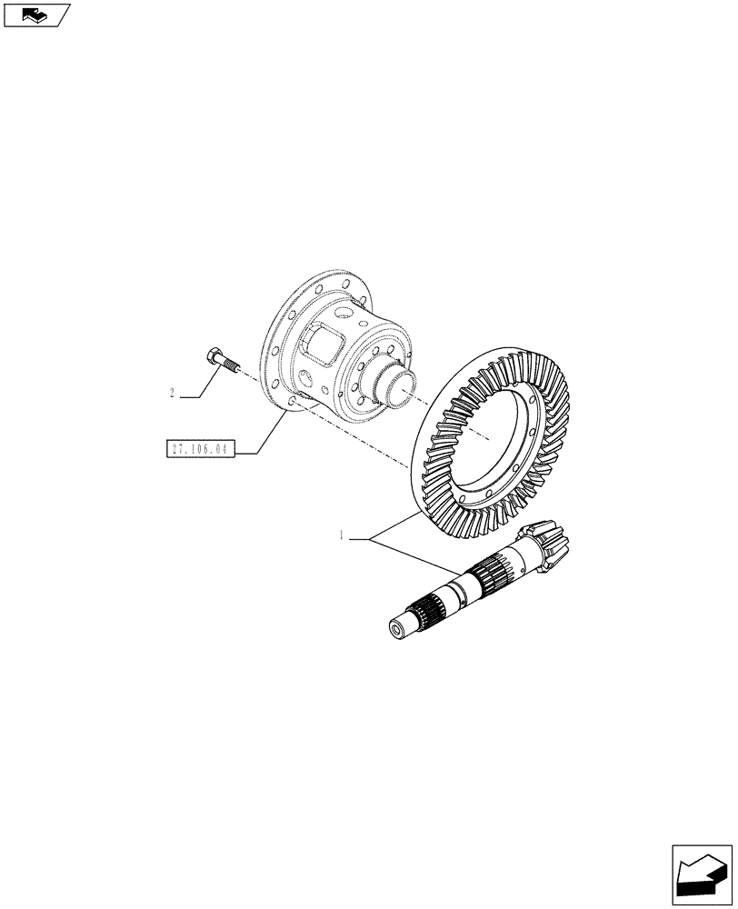 Схема запчастей Case IH FARMALL 75C - (27.106.0201) - CENTRAL REDUCTION - BEVEL GEARS - ISO (27) - REAR AXLE SYSTEM