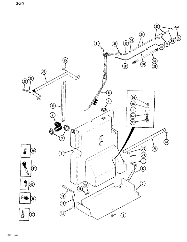 Схема запчастей Case IH 7110 - (3-20) - AUXILIARY FUEL TANK, P.I.N. JJA0026793 AND AFTER (03) - FUEL SYSTEM