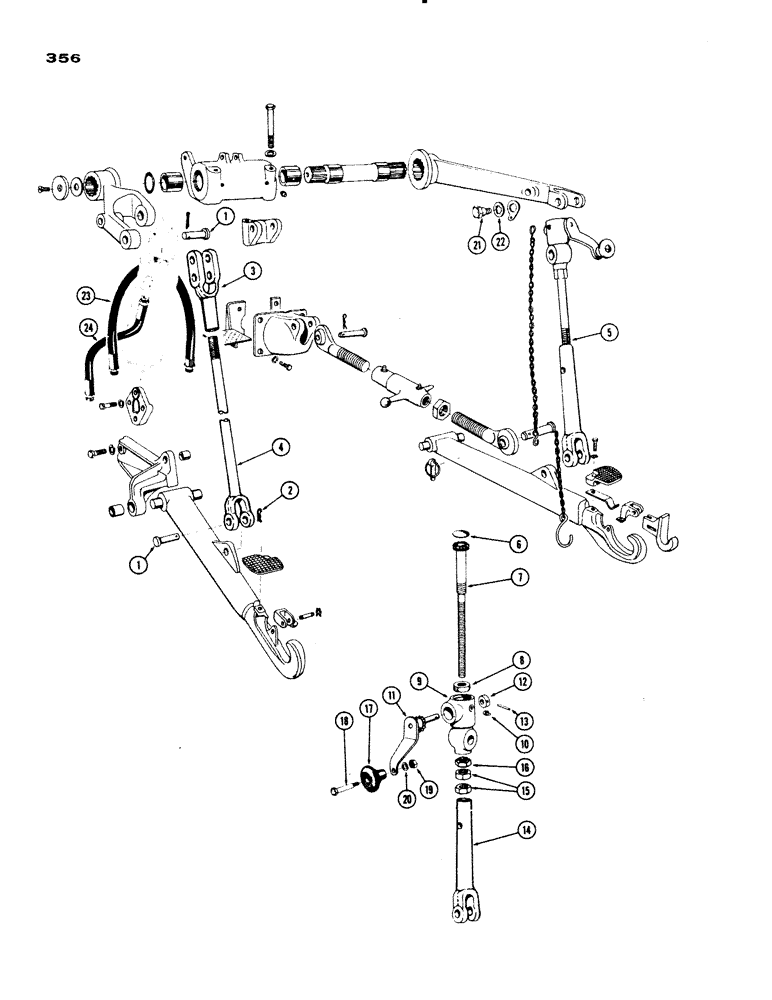 Схема запчастей Case IH 730 SERIES - (356) - LIFT LINKS AND LEVELING SCREW, EAGLE HITCH, USED PRIOR TO TRAC. S/N 8191681 (08) - HYDRAULICS