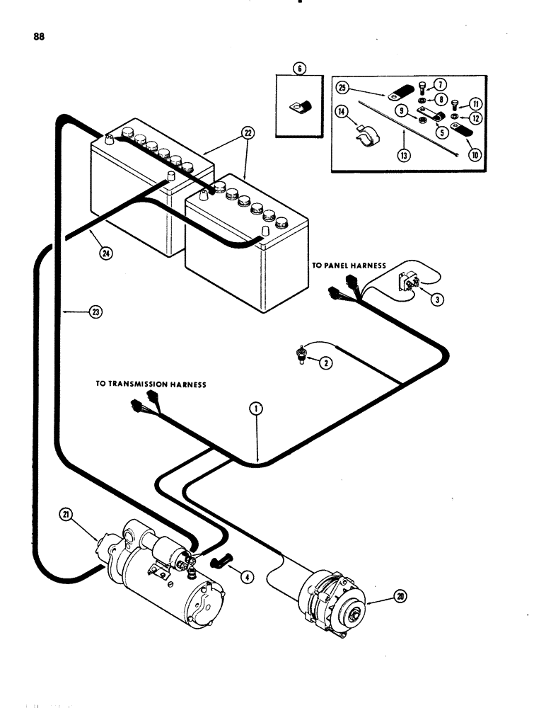 Схема запчастей Case IH 1070 - (0088) - ENGINE HARNESS, 1ST USED ENGINE SERIAL NUMBER 2529467 (04) - ELECTRICAL SYSTEMS