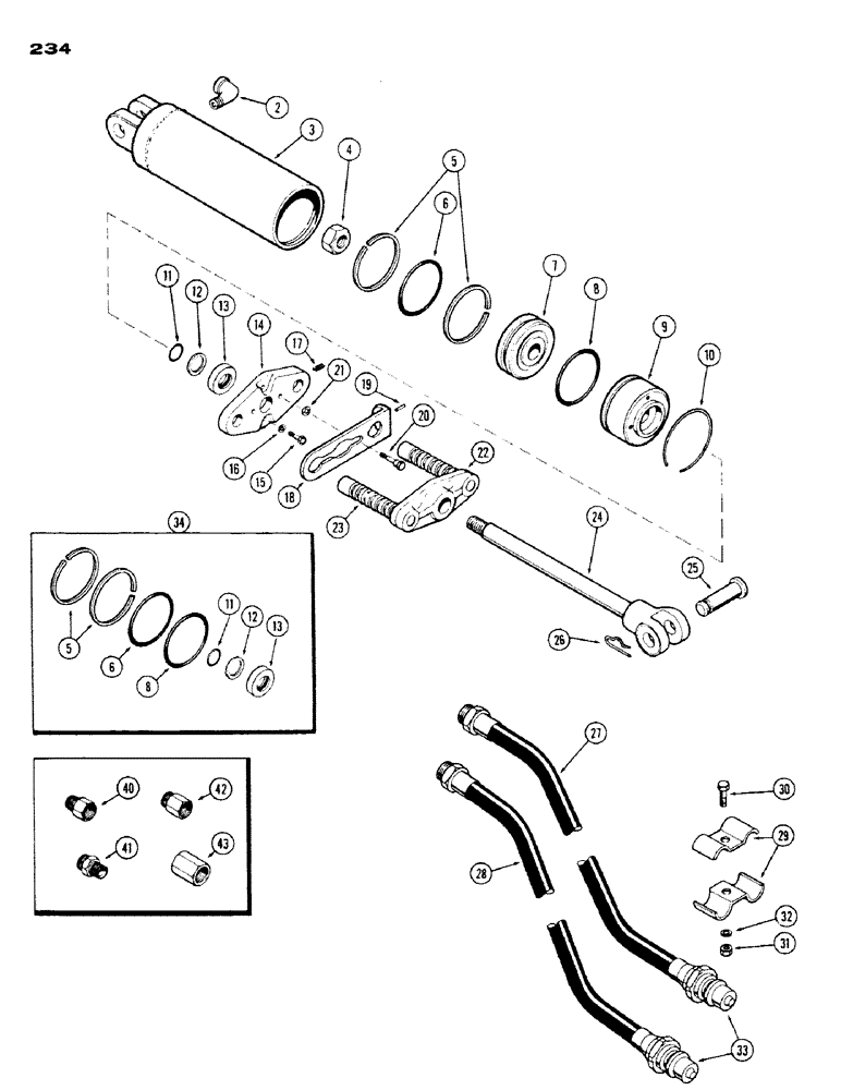 Схема запчастей Case IH 430 - (234) - 3 1/4" X 8" REMOTE HYDRAULIC CYLINDER, WITH MECHANICAL LIMIT STOP (08) - HYDRAULICS