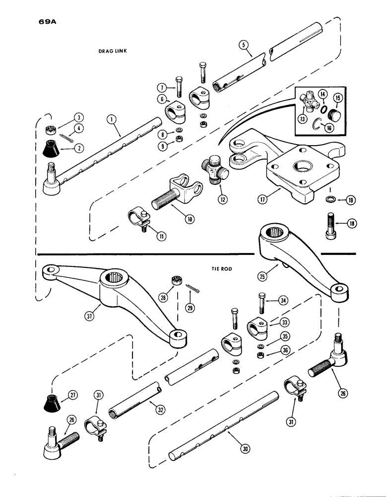 Схема запчастей Case IH 1030 - (069A) - DRAG LINKS, GENERAL PURPOSE MODELS, 56 INCH TO 81 INCH, USED PRIOR TO TRACTOR SERIAL NO. 8332878 (06) - POWER TRAIN