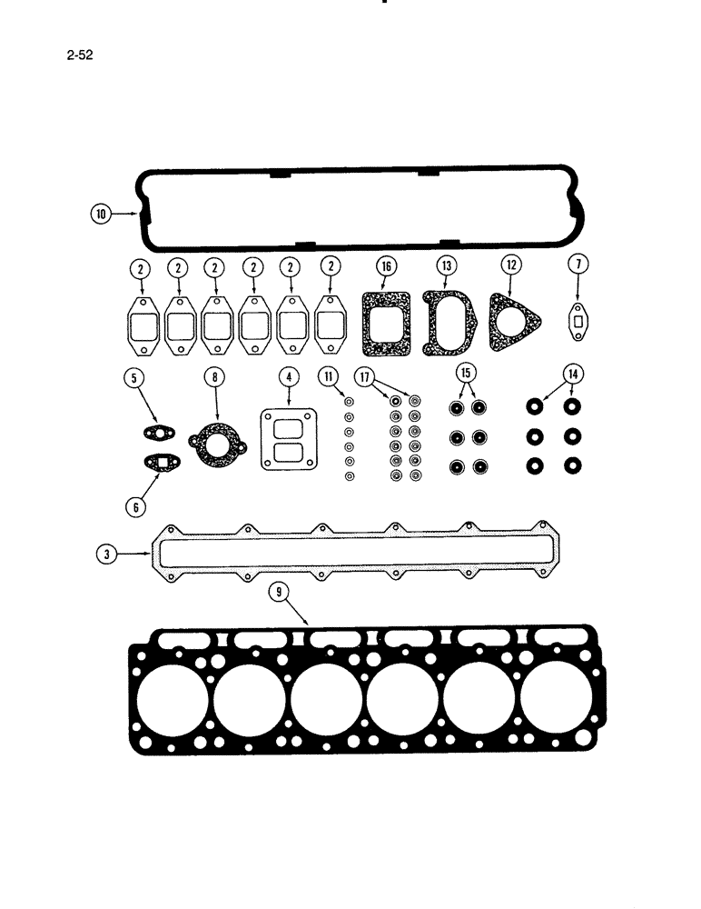 Схема запчастей Case IH 1670 - (2-52) - CYLINDER HEAD GASKET KIT, DTI466C ENGINE (01) - ENGINE