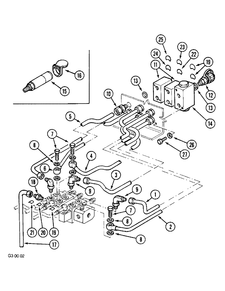 Схема запчастей Case IH 2140 - (8-46[B]) - HYDRAULIC LIFT, PIPING, REMOTE VALVES, 2140 - (P.I.N. : CGC12131-) (08) - HYDRAULICS