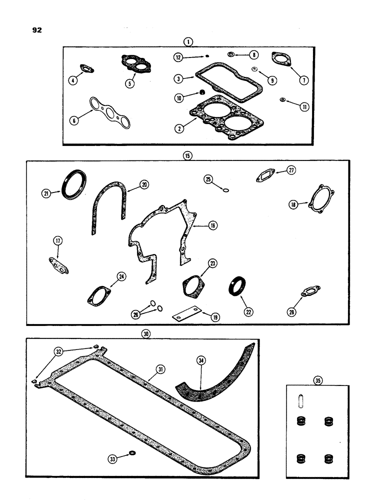 Схема запчастей Case IH 970 - (092) - ENGINE GASKET KITS, (377B) SPARK IGNITION ENGINE, VALVE GRIND KIT (02) - ENGINE