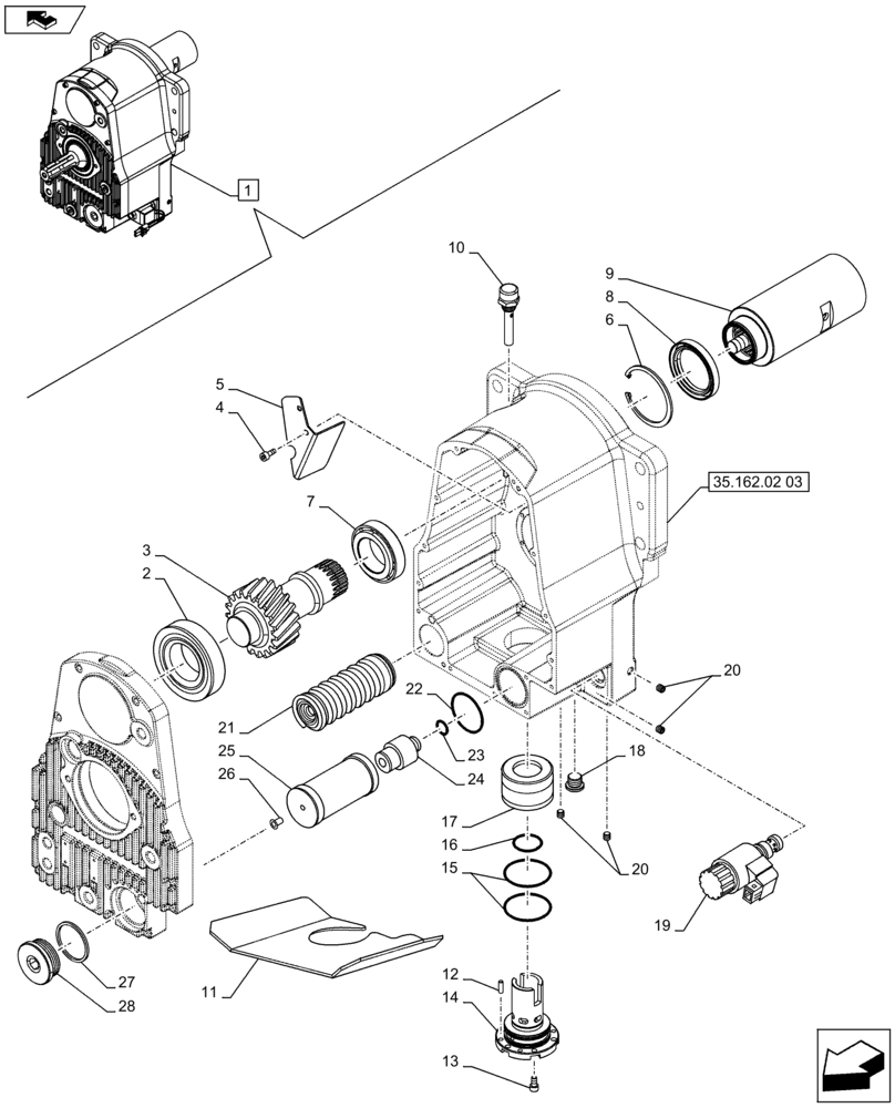 Схема запчастей Case IH PUMA 170 - (35.162.02[02]) - FRONT HPL WITH PTO - PTO ASSY - BREAKDOWN (VAR.743482-743484-743486 / 743666) (35) - HYDRAULIC SYSTEMS