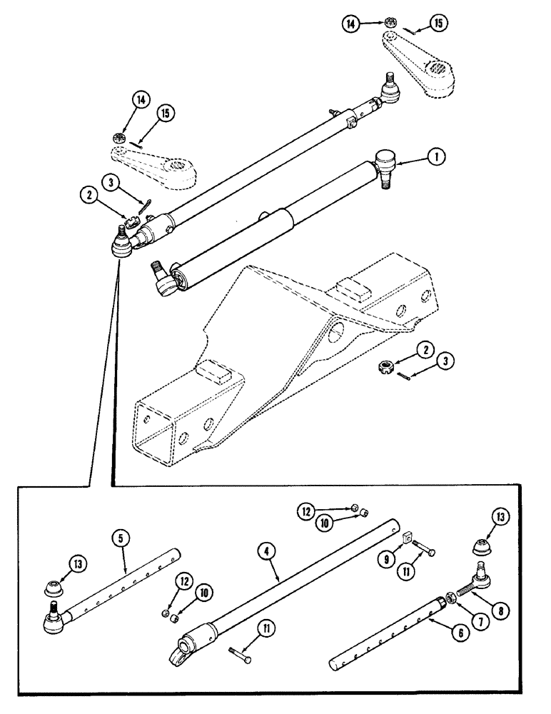 Схема запчастей Case IH 1896 - (5-120) - ADJUSTABLE FRONT AXLE TIE RODS, WITH 108 INCH (2743 MM) WHEEL BASE (05) - STEERING