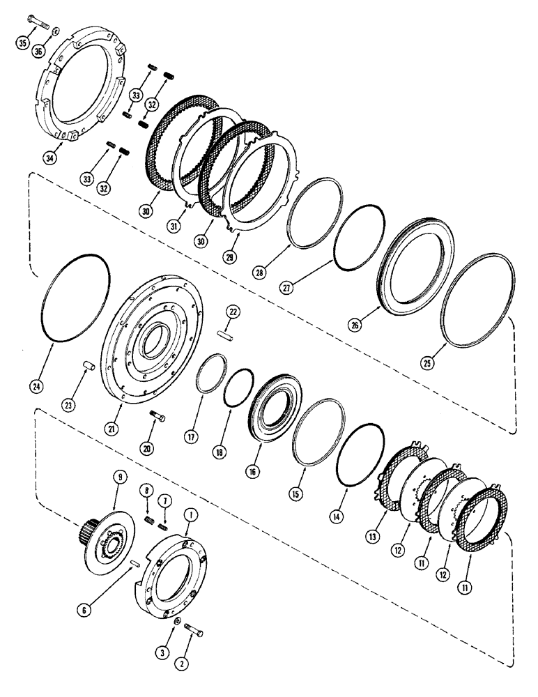 Схема запчастей Case IH 2870 - (188) - (C1) AND (C4) CLUTCHES, USED TRANSMISSION SERIAL NUMBER 10052240 AND AFTER (06) - POWER TRAIN