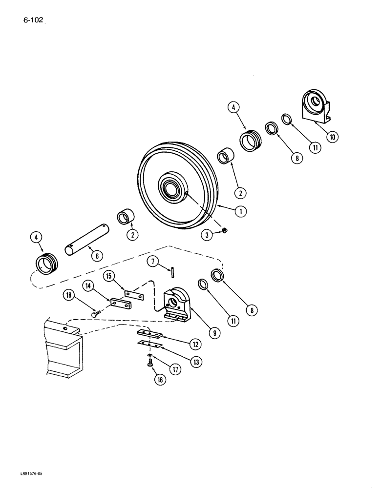 Схема запчастей Case IH 1680 - (6-102[B]) - TRACK IDLER, P.I.N. JJC0117060 & AFTER (03) - POWER TRAIN