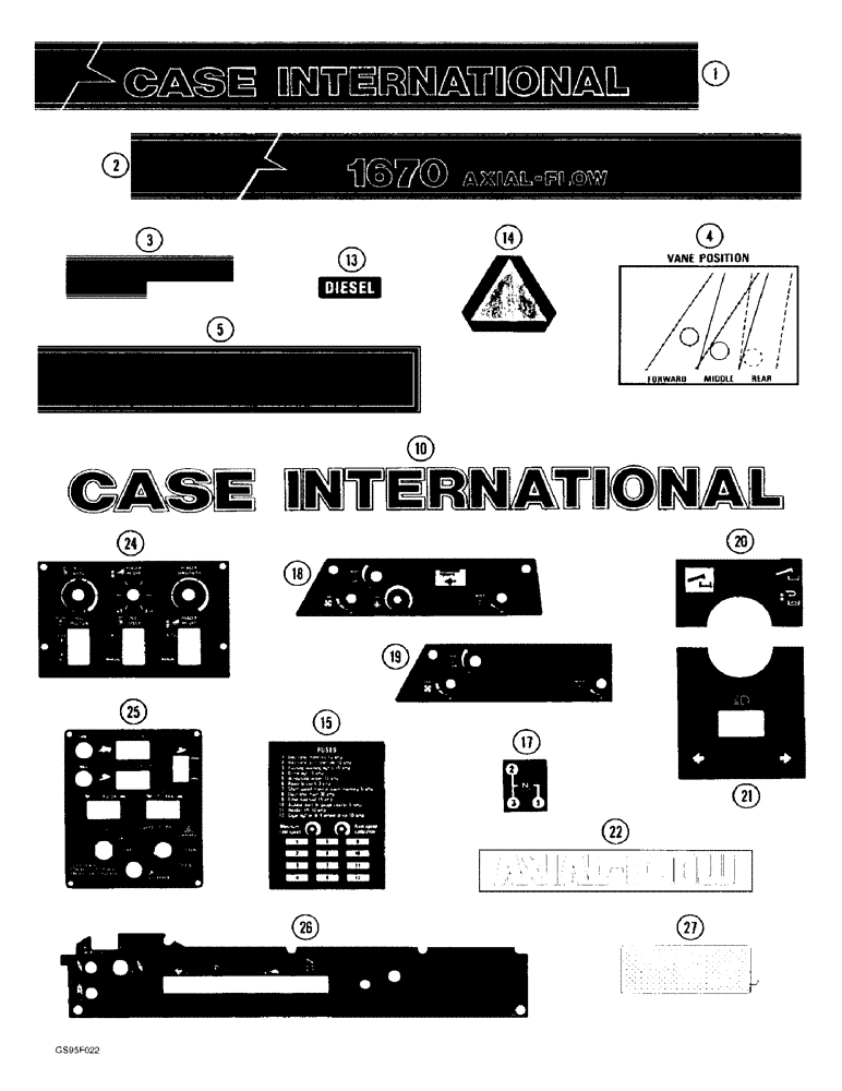 Схема запчастей Case IH 1670 - (9H-30) - DECALS, COMBINE (12) - CHASSIS