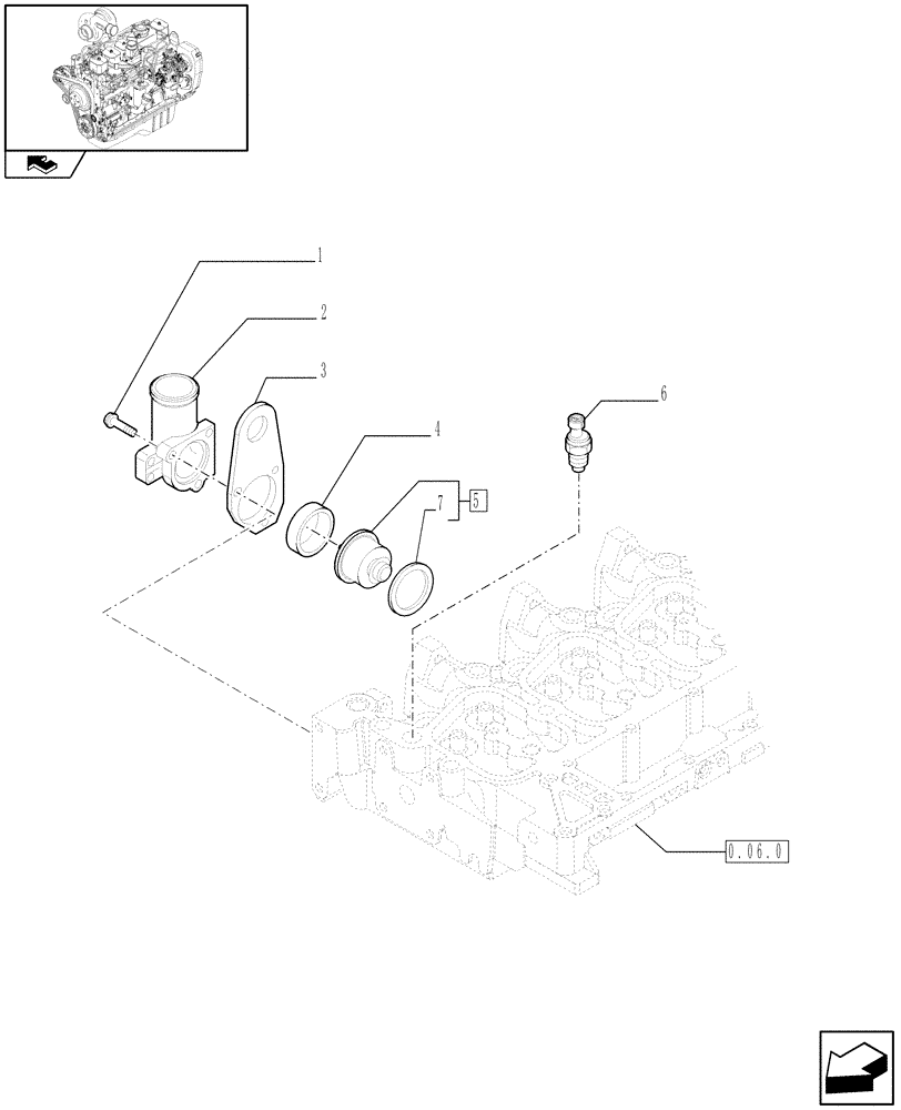 Схема запчастей Case IH F4GE9684C J601 - (0.32.6) - THERMOSTAT - ENGINE COOLING SYSTEM (2853130 - 2858049 - 2852156) 