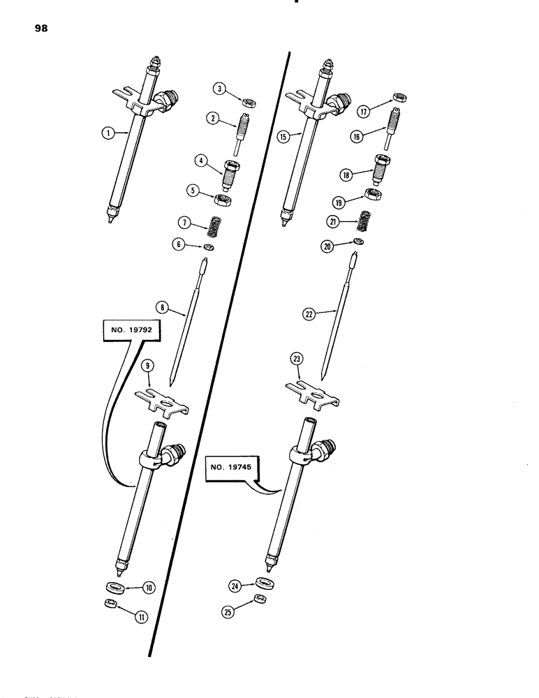 Схема запчастей Case IH 451BD - (098) - FUEL INJECTION NOZZLE, ENGINE LESS FUEL DEVICE, 504BD AND 451BD NATURALLY ASPIRATED ENGINES (03) - FUEL SYSTEM