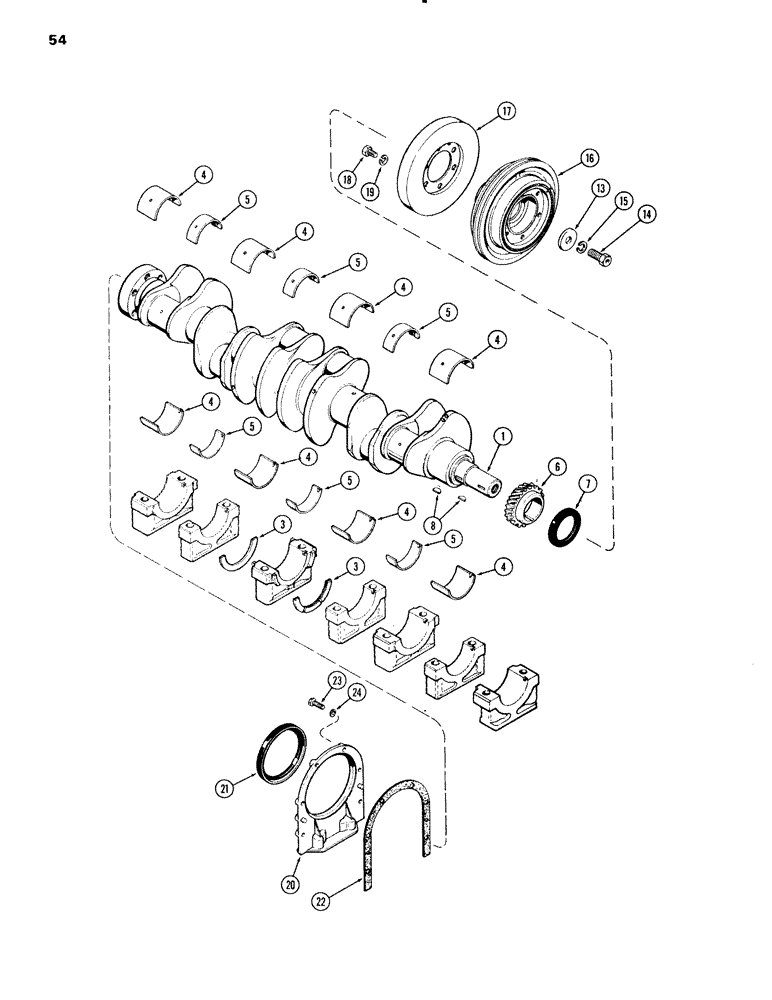 Схема запчастей Case IH 504BDT - (054) - CRANKSHAFT, ENGINE LESS FUEL DEVICE, 504BDT TURBOCHARGED ENGINES (02) - ENGINE