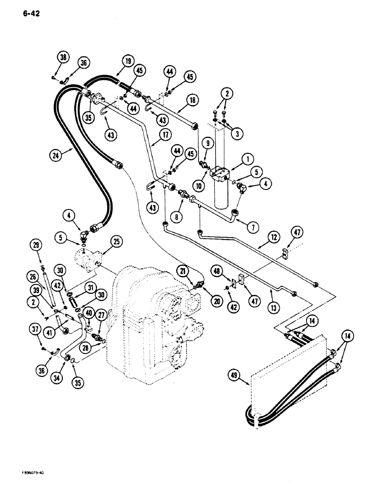 Схема запчастей Case IH 9170 - (6-42) - TRANSMISSION LUBRICATION, TRANSMISSION TO COOLER (06) - POWER TRAIN