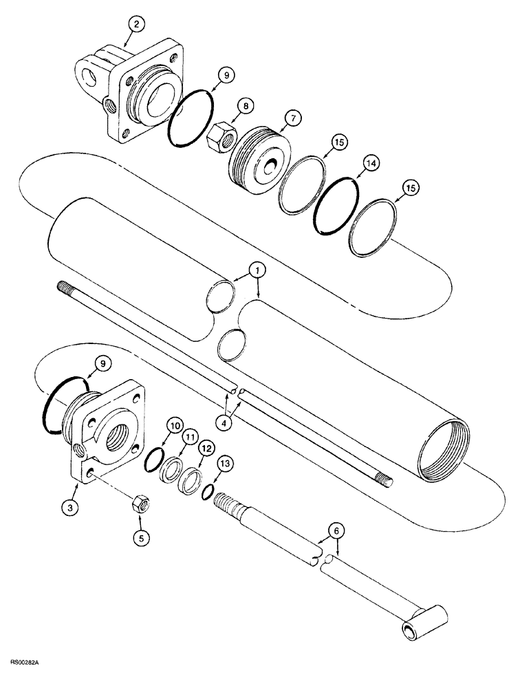 Схема запчастей Case IH 5700 - (8-068) - CYLINDER ASSEMBLY - 810662C91, 4 ID X 34 INCH STROKE (08) - HYDRAULICS