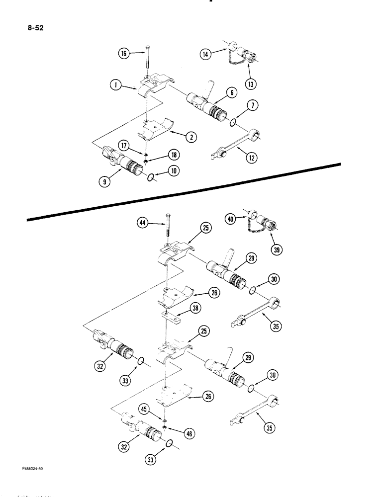 Схема запчастей Case IH STEIGER - (8-52) - QUICK DISCONNECT COUPLER ASSEMBLY, SINGLE REMOTE (08) - HYDRAULICS