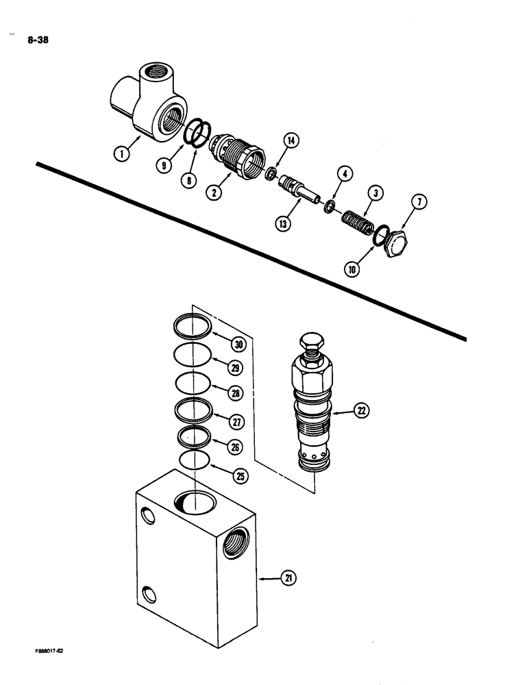 Схема запчастей Case IH 9170 - (8-38) - HYDRAULIC RELIEF VALVE (08) - HYDRAULICS