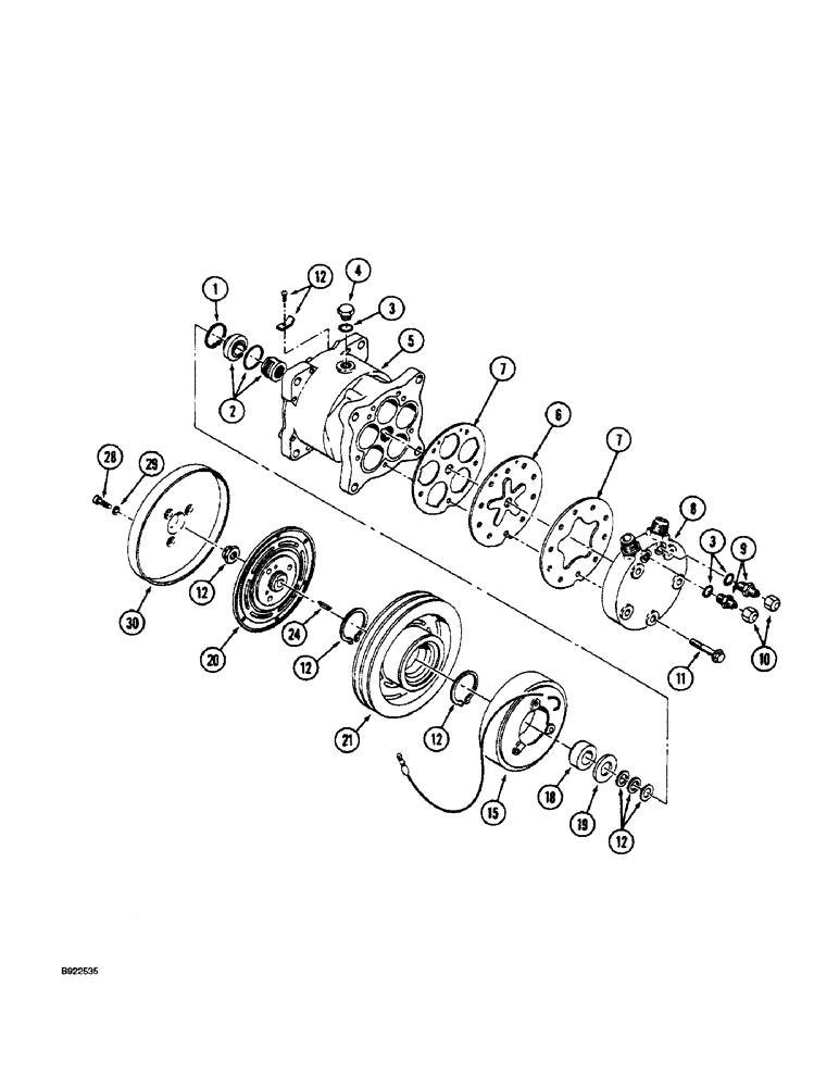 Схема запчастей Case IH 9270 - (9-104) - CAB AIR CONDITIONING COMPRESSOR ASSEMBLY PRIOR TO P.I.N. JEE0031850 (09) - CHASSIS/ATTACHMENTS