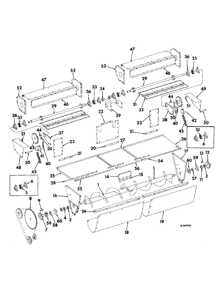 Схема запчастей Case IH 429 - (B-05) - AUGER, BEATER AND DRIVE (58) - ATTACHMENTS/HEADERS