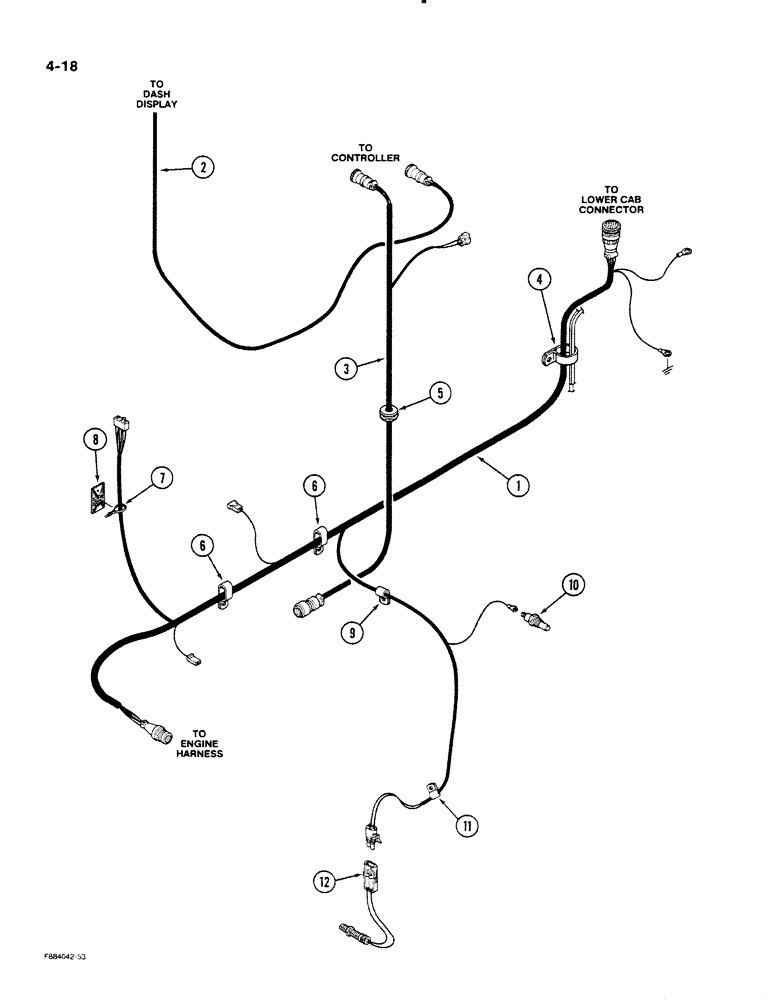 Схема запчастей Case IH STEIGER - (4-18) - TRANSMISSION HARNESS (04) - ELECTRICAL SYSTEMS