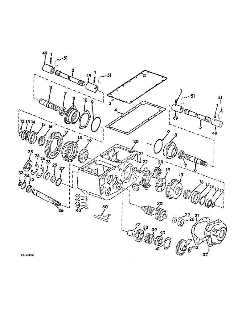 Схема запчастей Case IH 715 - (07-01) - DRIVE TRAIN, TRANS., TRANS. CASE, DIFFERENL. PINION SHAFT, DIFFERENL. AND TRANS., INTERMEDIATE SHAFT Drive Train