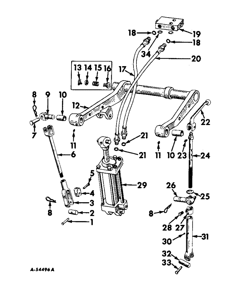 Схема запчастей Case IH 200 - (334) - ATTACHMENTS, ROCKSHAFT, LIFT & LEVELING LINK, HYDRAULIC CYLINDER & CONNECTIONS Attachments