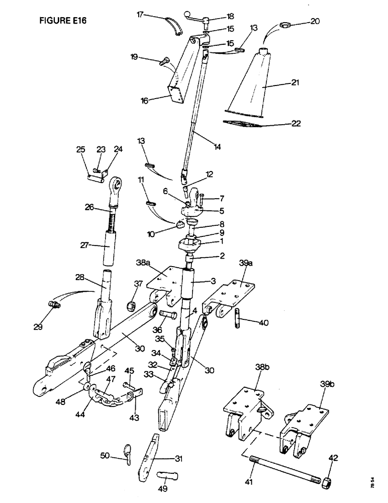 Схема запчастей Case IH 1412 - (E16-1) - SELECTAMATIC HYDRAULIC SYSTEM, LIFT RODS AND LOWER LINKS (07) - HYDRAULIC SYSTEM