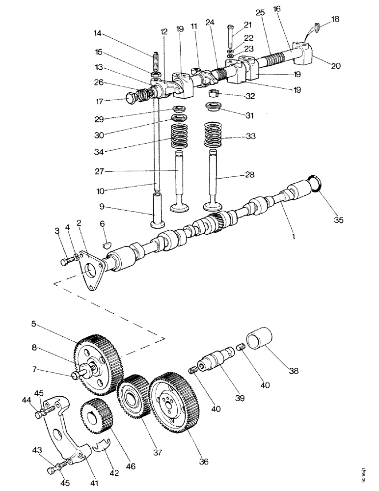 Схема запчастей Case IH 1490 - (A04-1) - VALVE MECHANISM AND TIMING GEARS (01) - ENGINE