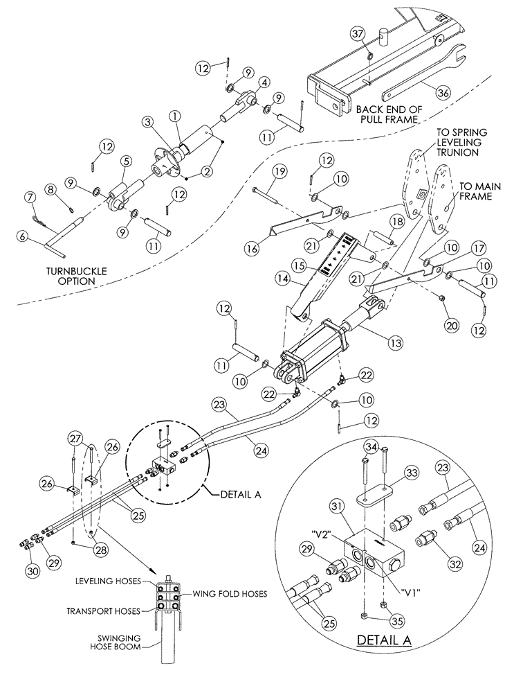 Схема запчастей Case IH RMX340 - (35.100.04) - LEVELING PULL FRAME HYDRAULICS (OPTIONAL) (35) - HYDRAULIC SYSTEMS