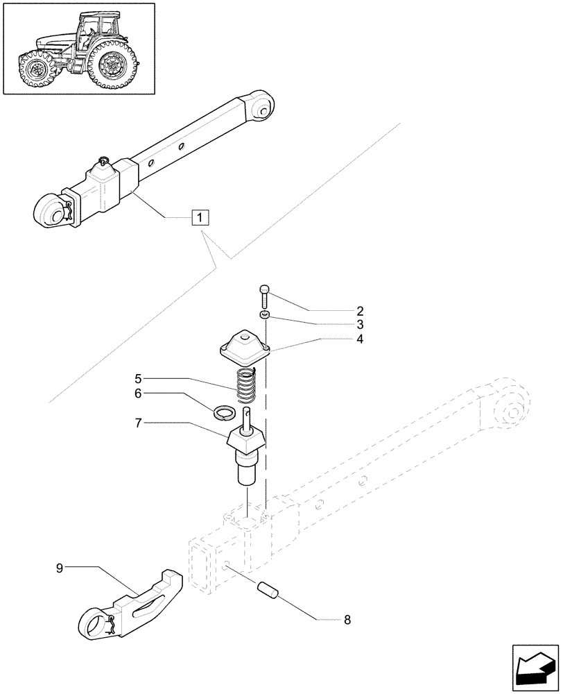 Схема запчастей Case IH JX1090U - (1.89.6/04A) - (VAR.907/1) TOOL CONNECTION WITH TELESCOPIC ARMS (WITH ELECTRONIC LIFT) (09) - IMPLEMENT LIFT