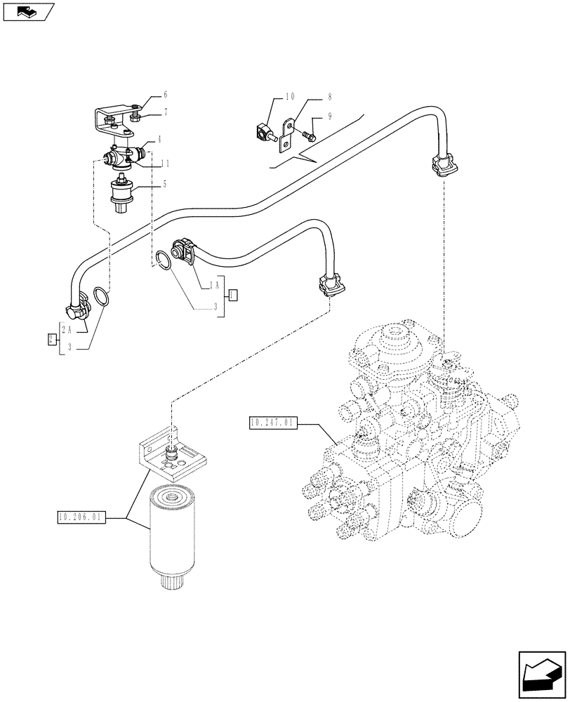 Схема запчастей Case IH F4GE9684D J604 - (10.218.01 01) - PIPING - FUEL (10) - ENGINE