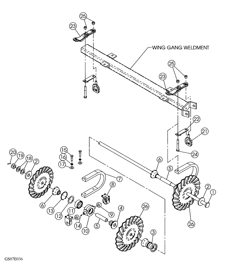 Схема запчастей Case IH 330 TRUE-TANDEM - (75.200.08) - 7-1/2 INCH CUSHION WING GANG PARTS - SERIAL NUMBER JFH0043969 AND PRIOR (75) - SOIL PREPARATION