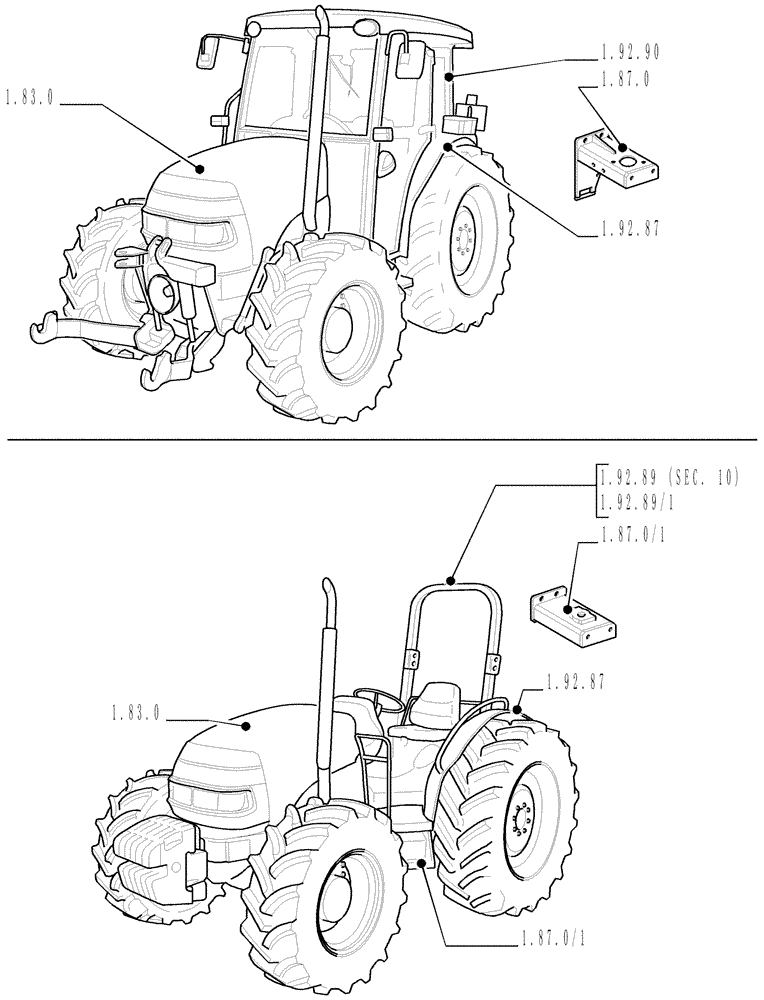 Схема запчастей Case IH JX1060C - (SEC. 08) - SHEET METAL SEC. (00) - GENERAL