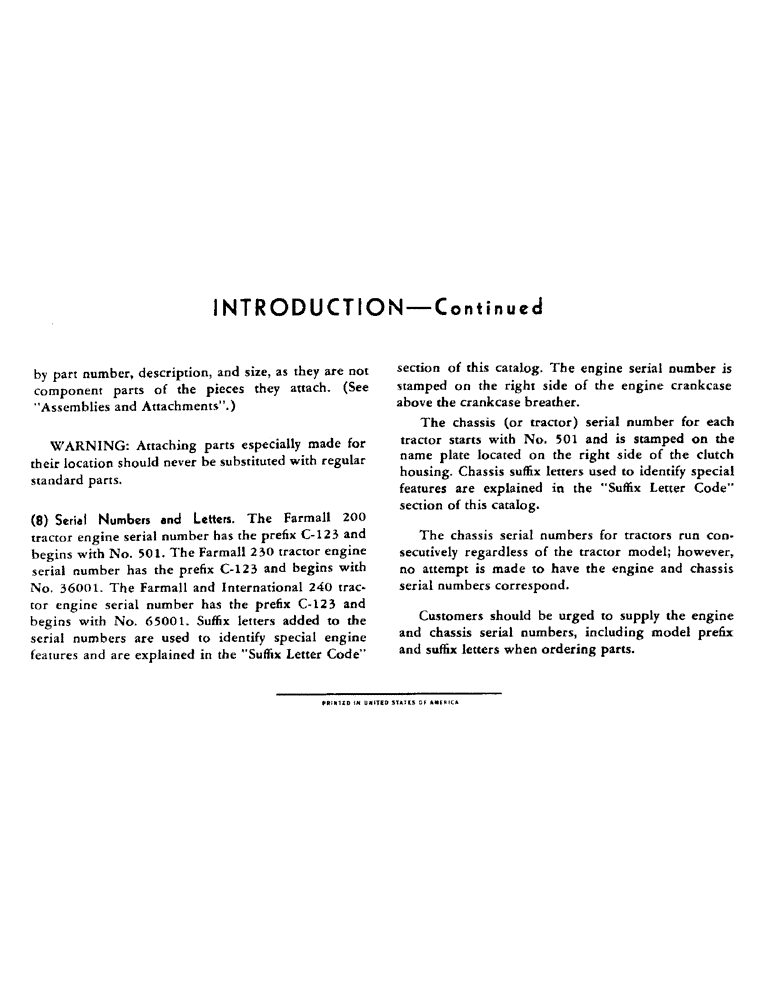 Схема запчастей Case IH 240 - (002) - INTRODUCTION - SERIAL NUMBER LOCATIONS (00) - GENERAL