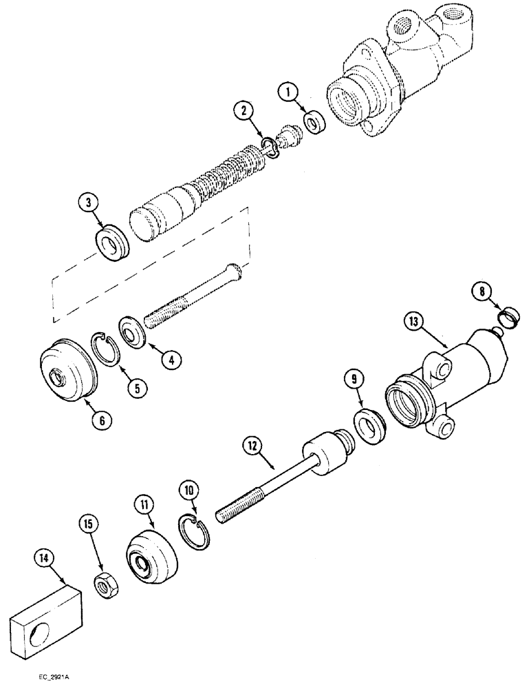 Схема запчастей Case IH 3220 - (6-058) - CLUTCH HYDRAULIC CYLINDERS, TRACTOR WITH CAB, CLUTCH MASTER CYLINDER (06) - POWER TRAIN