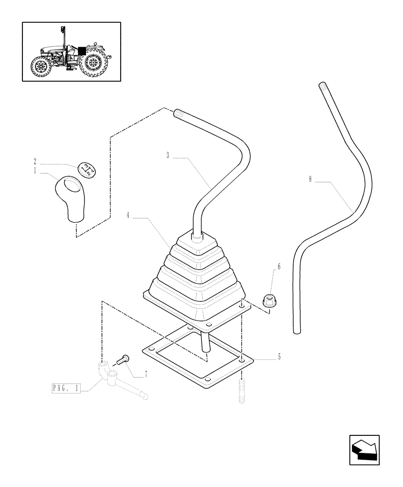 Схема запчастей Case IH JX1085C - (1.29.1[02]) - TRANSMISSION EXTERNAL SHIFTING CONTROLS (03) - TRANSMISSION