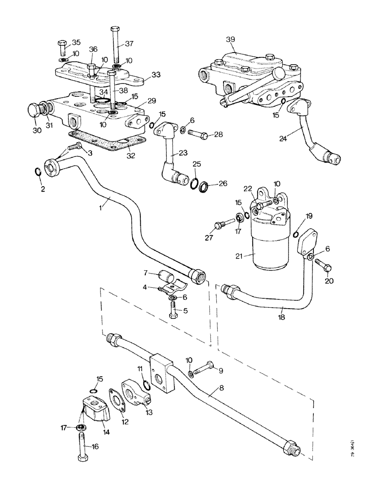 Схема запчастей Case IH 1490 - (K04-1) - PIPES FOR REAR SECTION OF TANDEM PUMP (07) - HYDRAULICS