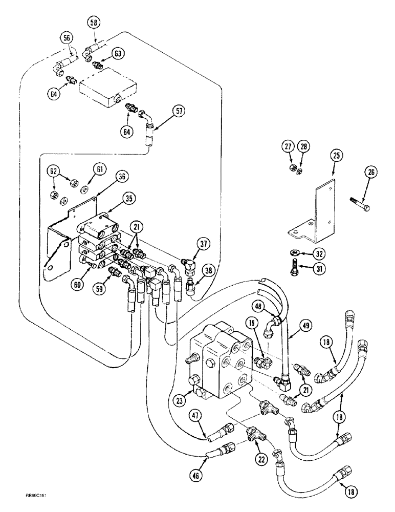 Схема запчастей Case IH L700 - (8-24) - HYDRAULICS - EXTERNAL VALVE (2 FUNCTION WITH SELF LEVELING) (08) - HYDRAULICS