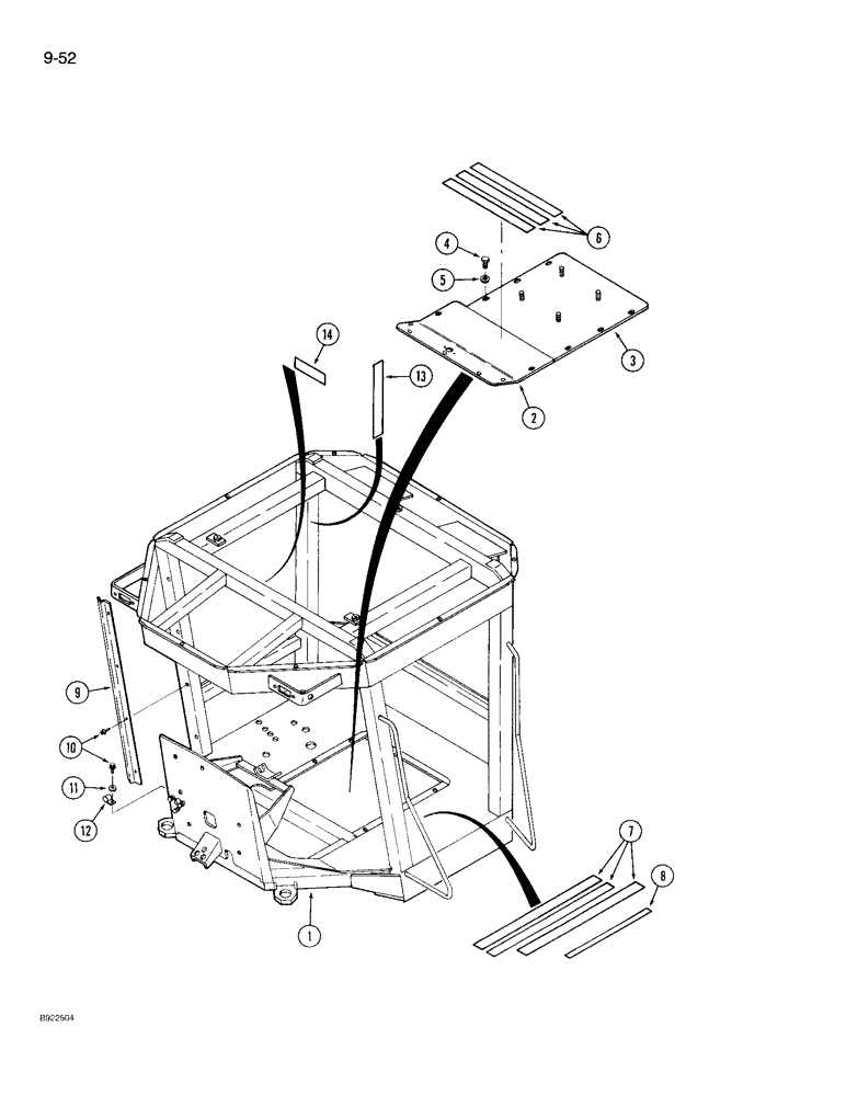 Схема запчастей Case IH 9210 - (9-052) - ROPS FLOOR PLATES (09) - CHASSIS/ATTACHMENTS